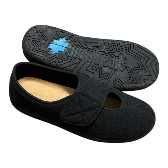 Foamtreads Black Loafers Slip-Ons with Velcro Strap 8 ED - Picture 2 of 6